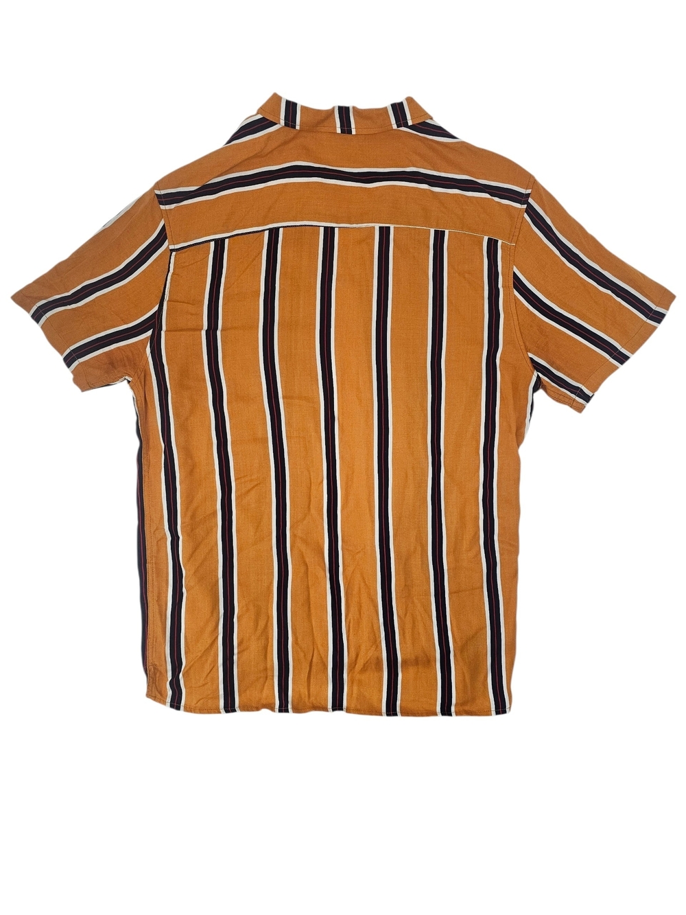 Vintage Re-Mastered Cotton On Mustard Striped Camp Shirt Men's Large Retro Y2K - Picture 2 of 9